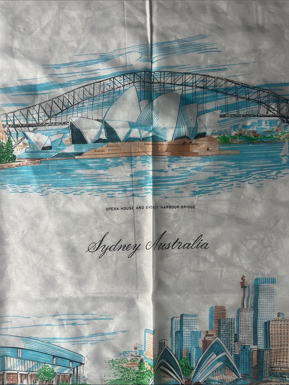 Vintage 1970s Australia Souvenir Scarf by Heil / Iconic Sydney Landmarks